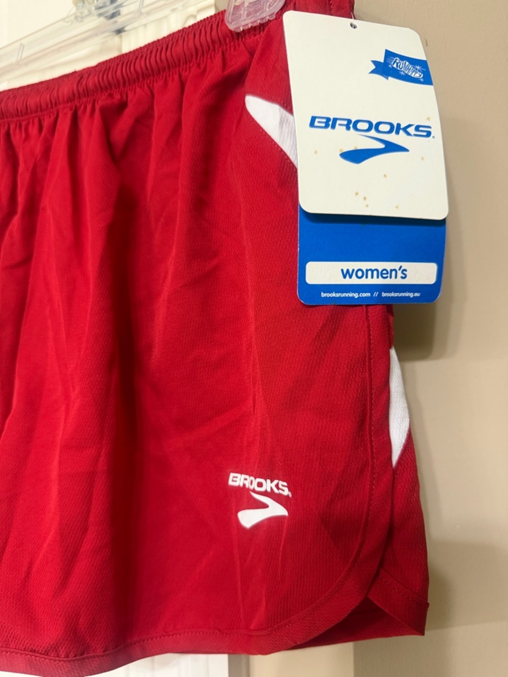 Brooks Women's Red Athletic Shorts with White Accents